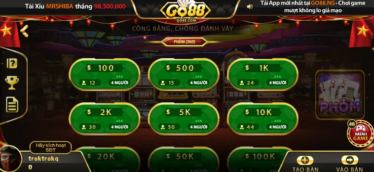 Phỏm Tại Go88 Cơ Hội Nhận Quà Khủng Và Tài Lộc Vàng Ròng Mỗi Ngày