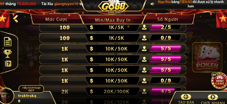 Poker Tại Go88 Cơ Hội Nhận Quà Khủng Và Tài Lộc Vàng Ròng Mỗi Ngày