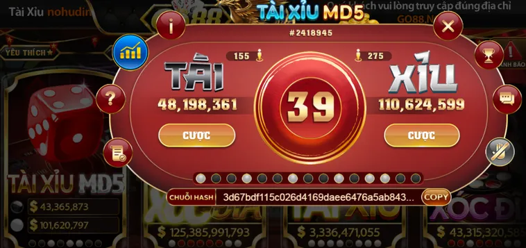 Casino Tài Xỉu MD5 Tại Go88 Sân Chơi Cá Cược Trực Tuyến Đẳng Cấp Nhất Hiện Nay